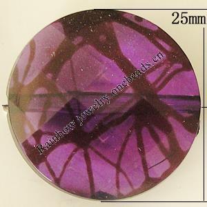 Transparent Acrylic Bead, Flat Round 25mm Hole:2mm, Sold by Bag 