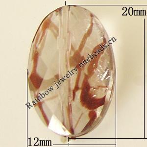 Transparent Acrylic Bead, Flat Oval 20x12mm Hole:1mm, Sold by Bag 