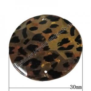 Taiwan Acrylic Cabochons with 2 Holes, Flat Round 30mm in diameter, Hole:About 1.5mm, Sold by Bag 