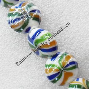 Lampwork Beads, Flat Round 20mm Hole:About 1.5mm, Sold by PC