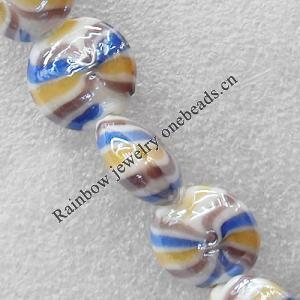 Lampwork Beads, Flat Round 20mm Hole:About 1.5mm, Sold by PC