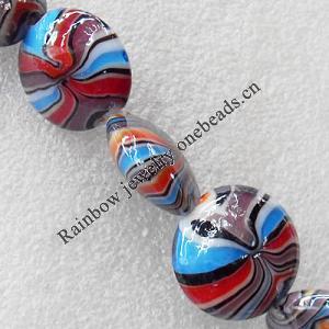 Lampwork Beads, Flat Round 20mm Hole:About 1.5mm, Sold by PC