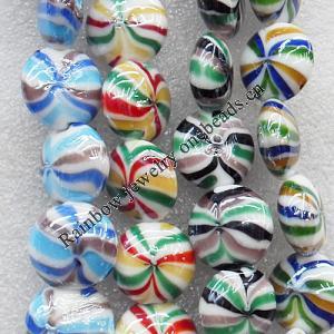 Lampwork Beads, Mix Color Flat Round 20mm Hole:About 1.5mm, Sold by Group