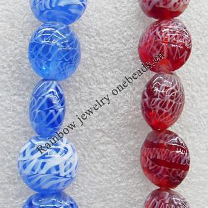 Lampwork Beads, Mix Color Flat Round 18mm Hole:About 2mm, Sold by Group