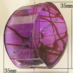 Transparent Acrylic Bead, 35x35mm Hole:2mm, Sold by Bag 
