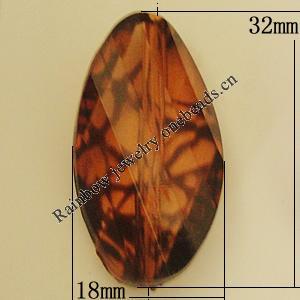 Transparent Acrylic Bead, Twist Faceted Oval 18x32mm Hole:2mm, Sold by Bag 