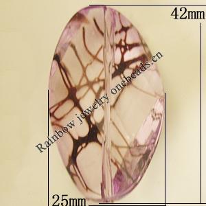 Transparent Acrylic Bead, Twist Faceted Oval 42x25mm Hole:2mm, Sold by Bag 