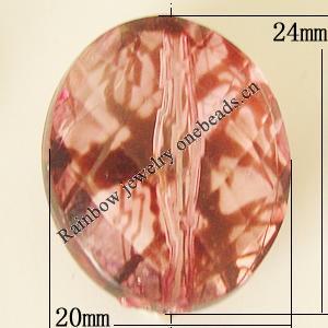 Transparent Acrylic Bead, Faceted Flat Oval 20x24mm Hole:1mm, Sold by Bag 