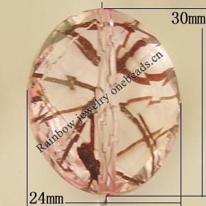 Transparent Acrylic Bead, Faceted Flat Oval 24x30mm Hole:1.5mm, Sold by Bag 