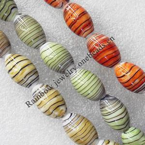 Lampwork Beads, Mix Color Oval 11x16mm Hole:About 1.5mm, Sold by Group