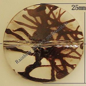 Transparent Acrylic Bead, Flat Round 25mm Hole:1mm, Sold by Bag 