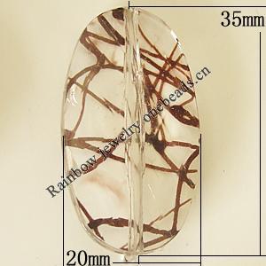 Transparent Acrylic Bead, Flat Oval 35x20mm Hole:1mm, Sold by Bag 
