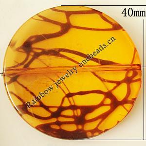 Transparent Acrylic Bead, Flat Round 40mm Hole:1mm, Sold by Bag 