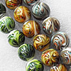 Lampwork Beads, Mix Color Round 16mm Hole:About 1.5mm, Sold by Group