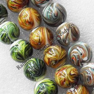 Lampwork Beads, Mix Color Round 16mm Hole:About 1.5mm, Sold by Group