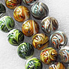 Lampwork Beads, Mix Color Round 14mm Hole:About 1.5mm, Sold by Group