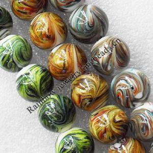 Lampwork Beads, Mix Color Round 18mm Hole:About 1.5mm, Sold by Group