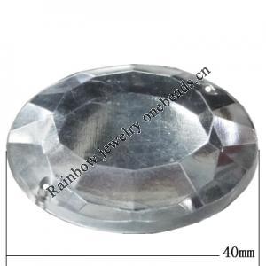 Taiwan Acrylic Cabochons with 2 Holes, Faceted Flat Round 40mm in diameter, Hole:About 1.5mm, Sold by Bag 