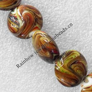 Lampwork Beads, Flat Round 16mm Hole:About 1.5mm, Sold by PC