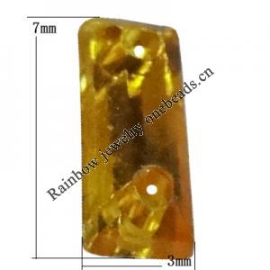 Taiwan Acrylic Cabochons with 2 Holes, Faceted Rectangle 3x7mm, Hole:About 0.5mm, Sold by Bag 