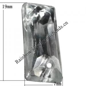 Taiwan Acrylic Cabochons with 2 Holes, Faceted Rectangle 7x19mm, Hole:About 0.5mm, Sold by Bag 
