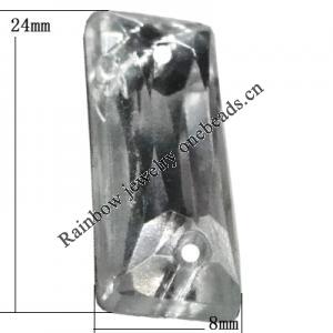 Taiwan Acrylic Cabochons with 2 Holes, Faceted Rectangle 8x24mm, Hole:About 1mm, Sold by Bag 