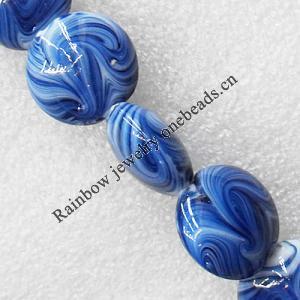 Lampwork Beads, Flat Round 16mm Hole:About 1.5mm, Sold by PC