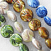 Lampwork Beads, Mix Color Flat Round 25mm Hole:About 1.5mm, Sold by Group