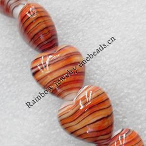 Lampwork Beads, Heart 15mm Hole:About 1.5mm, Sold by PC