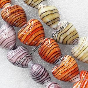 Lampwork Beads, Mix Color Heart 20mm Hole:About 1.5mm, Sold by Group