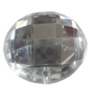 Taiwan Acrylic Cabochons with 2 Holes, Faceted Flat Round 15mm in diameter, Hole:About 1.5mm, Sold by Bag 