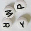 Acrylic Alphabet(Letter) Beads, Flat Round, black/white, 4x7mm double-sided alphabet, Sold per pkg of 3600