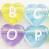 Acrylic Alphabet(Letter) Beads, Heart Shape, 12x5mm, Mix Letters, Sold per pkg of 1200