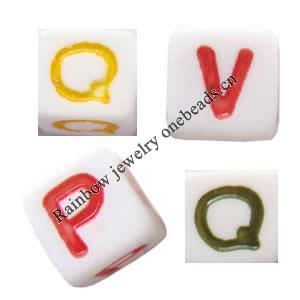Acrylic Alphabet(Letter) Beads, Cube, 12x12x12mm, Mix Letters, Sold per pkg of 350