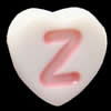 Acrylic Alphabet(Letter) Beads, Heart Shape, 8x8x4mm, Mix Letters, Sold per pkg of 3000