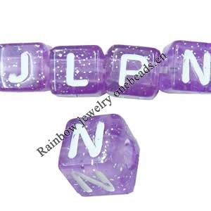 Acrylic Alphabet(Letter) Beads, Cube, 10x10x10mm, Mix Letters, Sold per pkg of 550