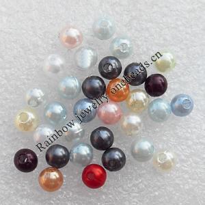 Imitation Pearl Acrylic beads,jewelry finding beads, Mix Color Round 6mm, Sold by Bag