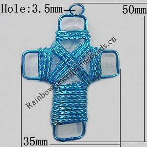 Iron Thread Component Handmade Lead-free, Cross 50x35mm Hole:3.5mm, Sold by Bag