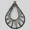 Iron Thread Component Handmade Lead-free, Teardrop 68x47mm Hole:3.5mm, Sold by Bag