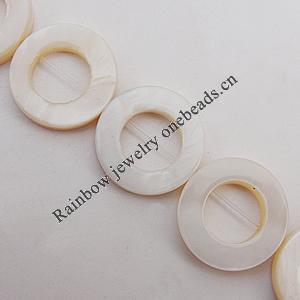 Natural Shell Beads, Flat Round Outside Diameter:15mm, Inside Diameter:8mm, Sold by 16-inch Strand
