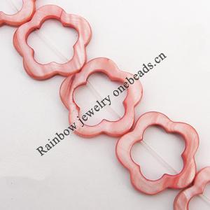 Natural Shell Beads, Flower Outside Diameter:28mm, Inside Diameter:17mm, Sold by 16-inch Strand