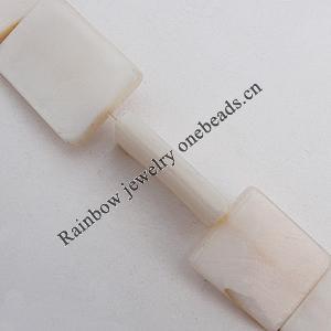 Natural Shell Beads, Rectangle 15x20x3mm Hole:About 1mm, Sold by 16-inch Strand