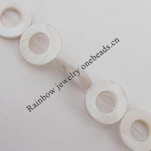 Natural Shell Beads, Donut 20mm Hole:About 1mm, Sold by 16-inch Strand