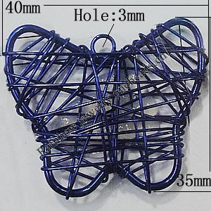 Iron Thread Component Handmade Lead-free, Butterfly 40x35mm Hole:3mm, Sold by Bag