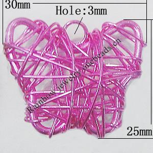 Iron Thread Component Handmade Lead-free, Butterfly 30x25mm Hole:3mm, Sold by Bag