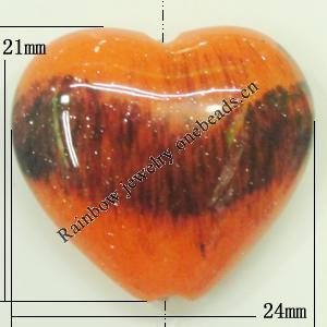 Painted Spray-paint Colorful Acrylic Beads, Heart 21x24mm Hole:2.5mm, Sold by Bag