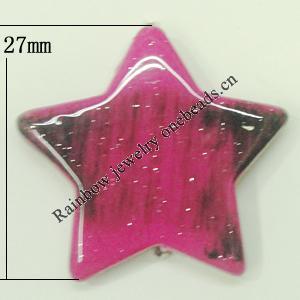 Painted Spray-paint Colorful Acrylic Beads, Star 27mm Hole:1.5mm, Sold by Bag