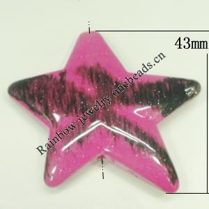 Painted Spray-paint Colorful Acrylic Beads, Star 43mm Hole:2mm, Sold by Bag