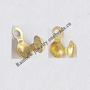 Bead Tips, Brass Lead-Free, about 7.5mm long, 4mm wide, hole: 1.5mm, Sold by Bag 