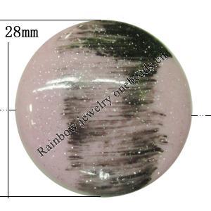 Painted Spray-paint Colorful Acrylic Beads, Flat Round 28mm Hole:2.5mm, Sold by Bag